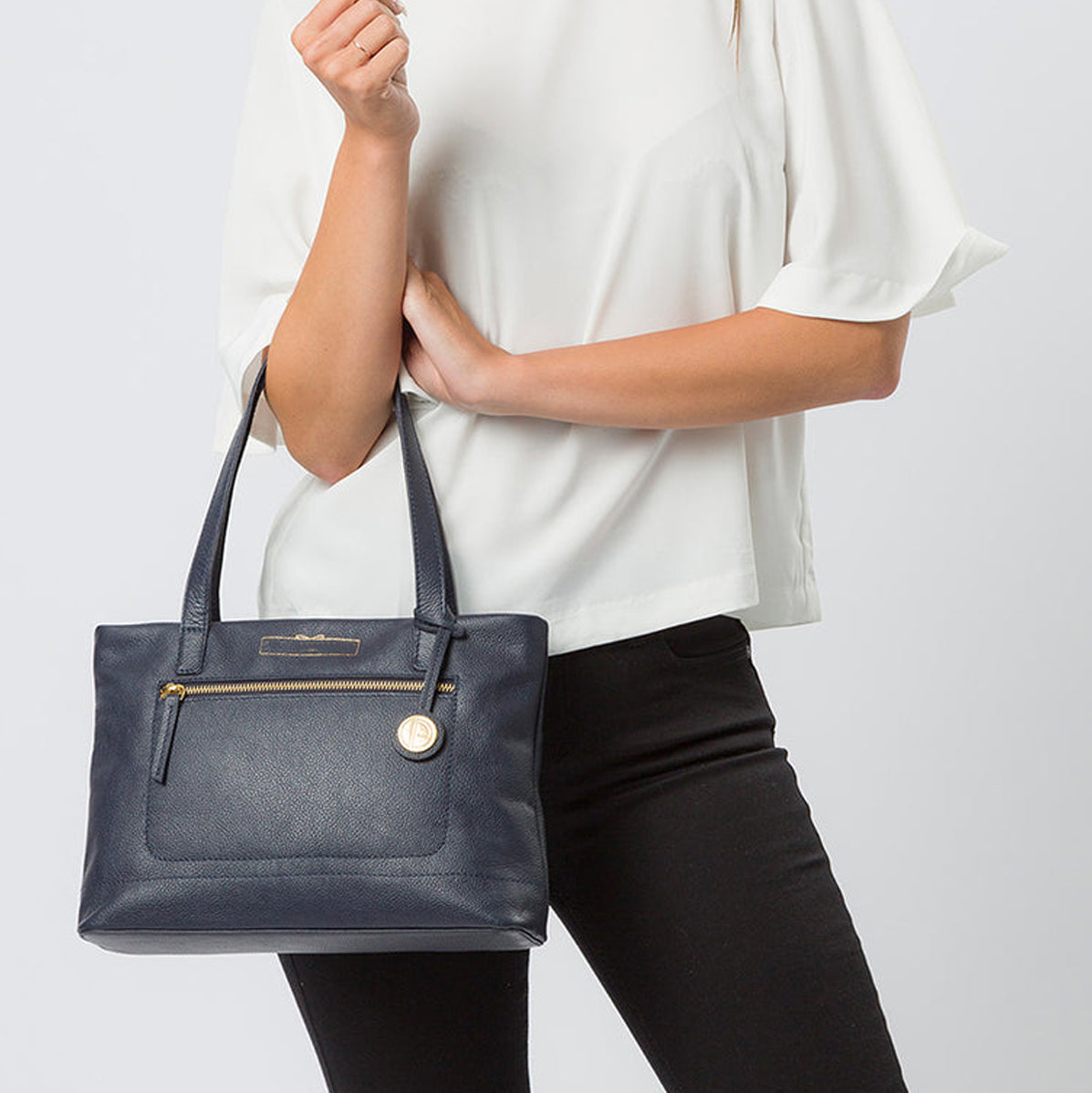 Navy Leather Handbag