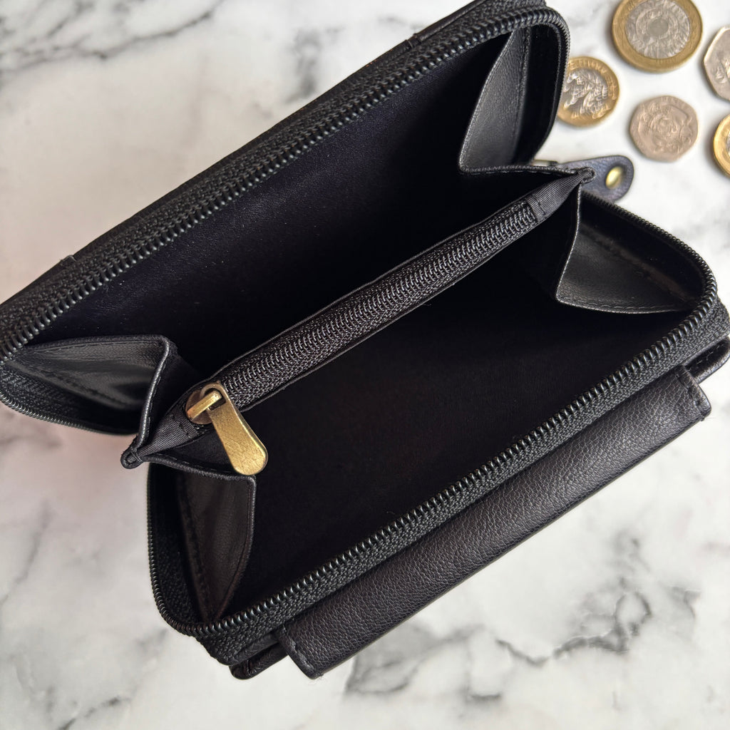 Rowallan Black Leather Purse