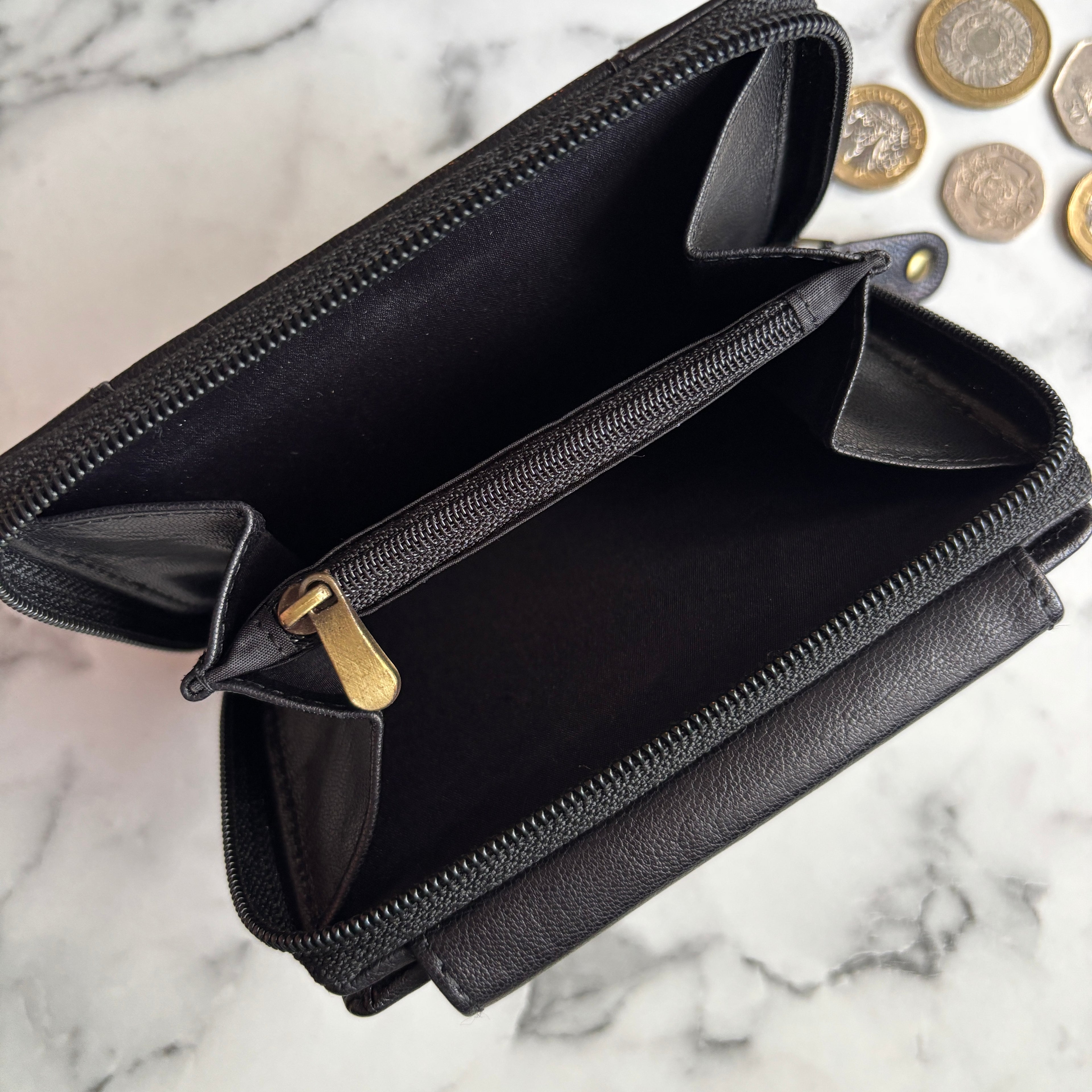 Rowallan Black Leather Purse