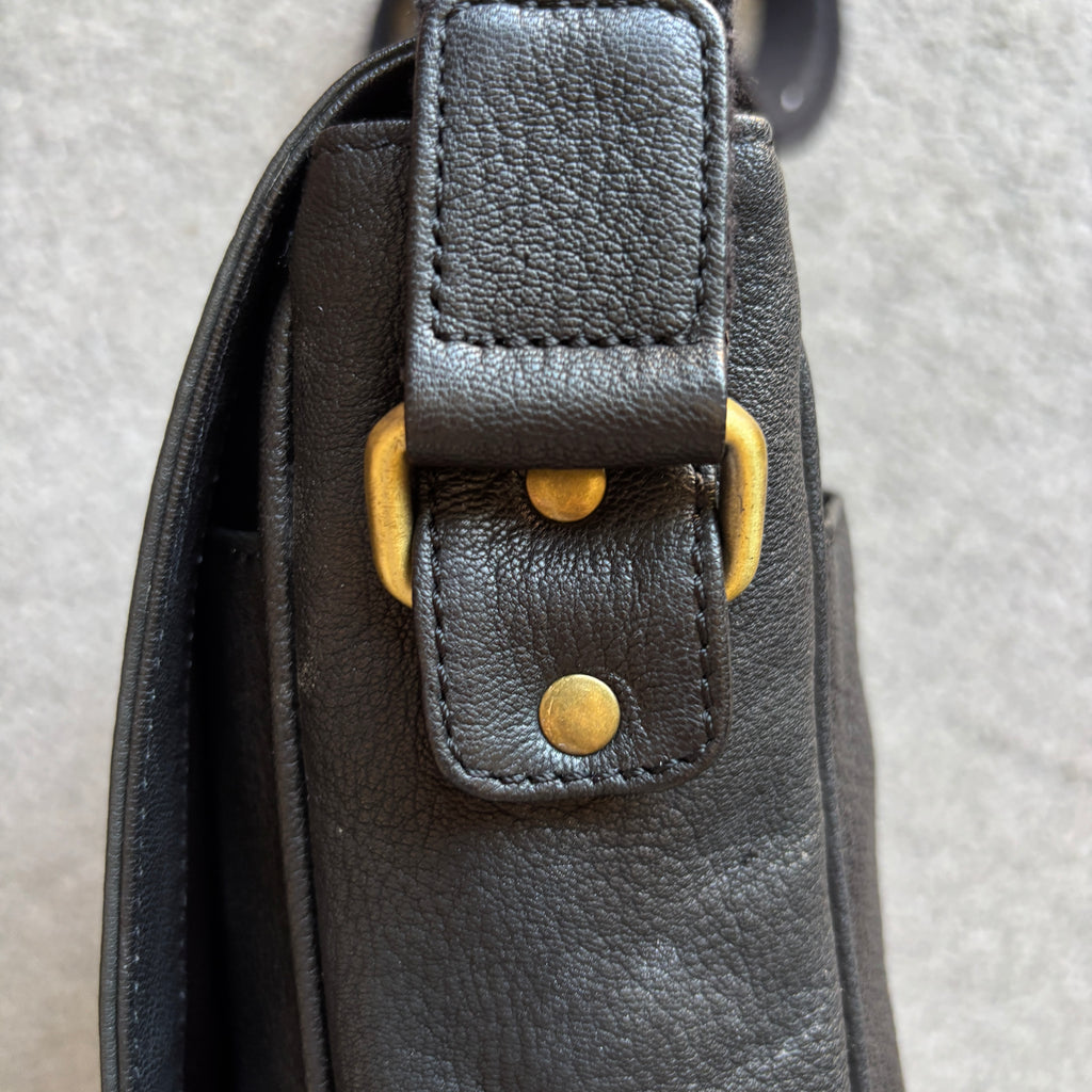 Black Leather Messenger Bag