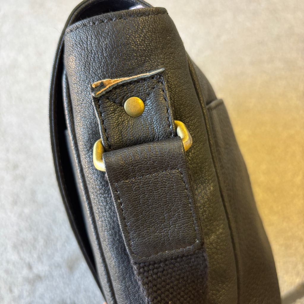 Black Leather Messenger Bag