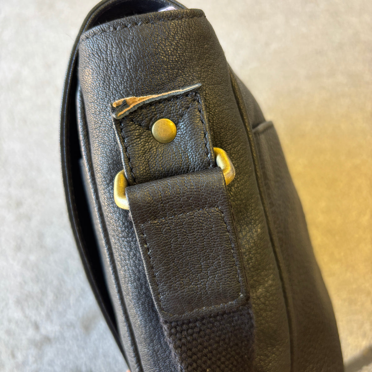 Black Leather Messenger Bag