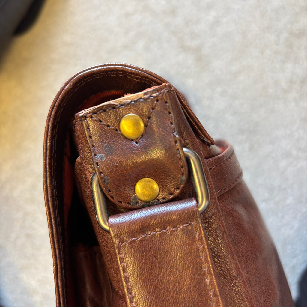 Cognac Leather Messenger Bag
