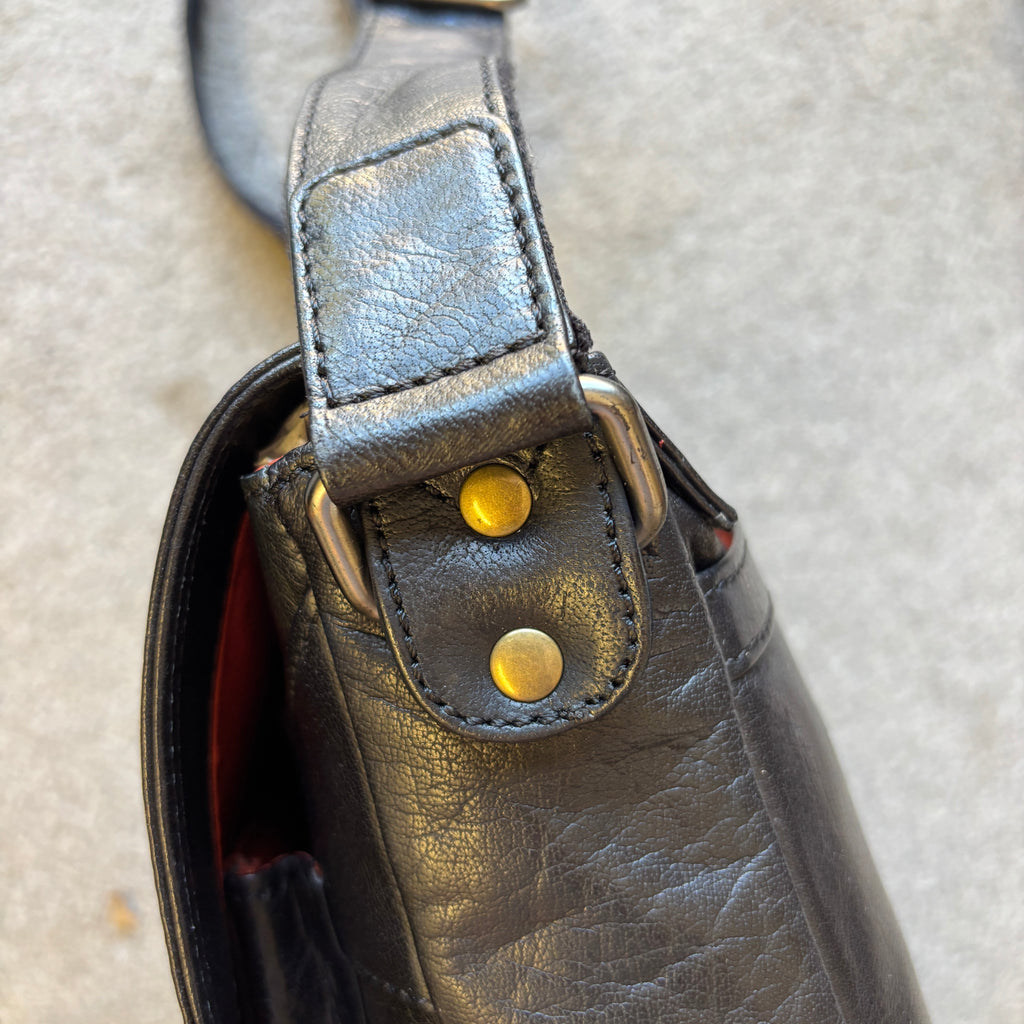 Black Leather Messenger Bag