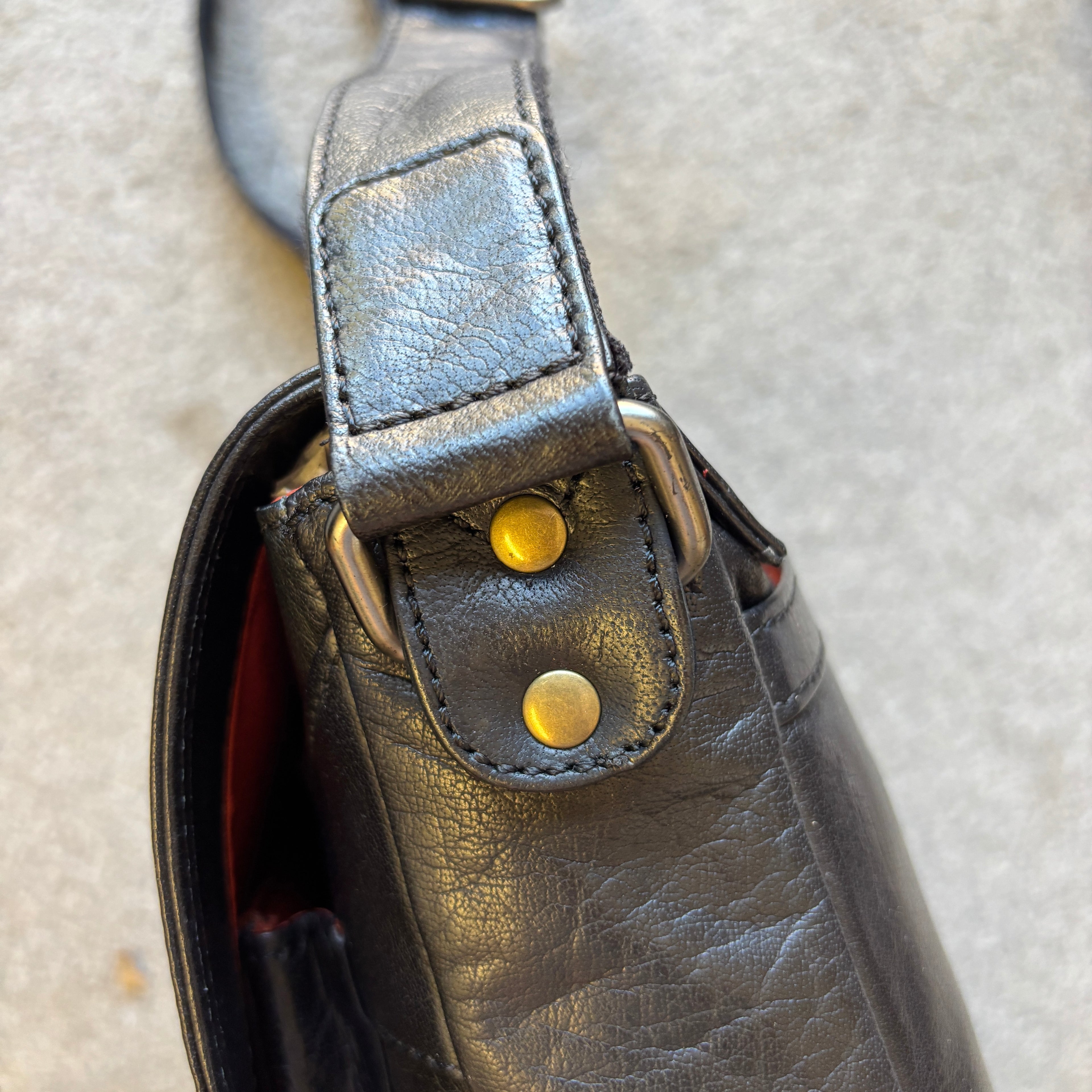 Black Leather Messenger Bag