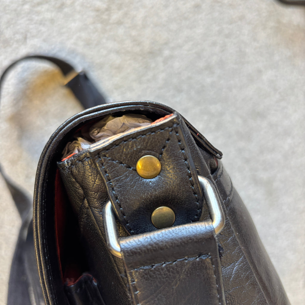 Black Leather Messenger Bag