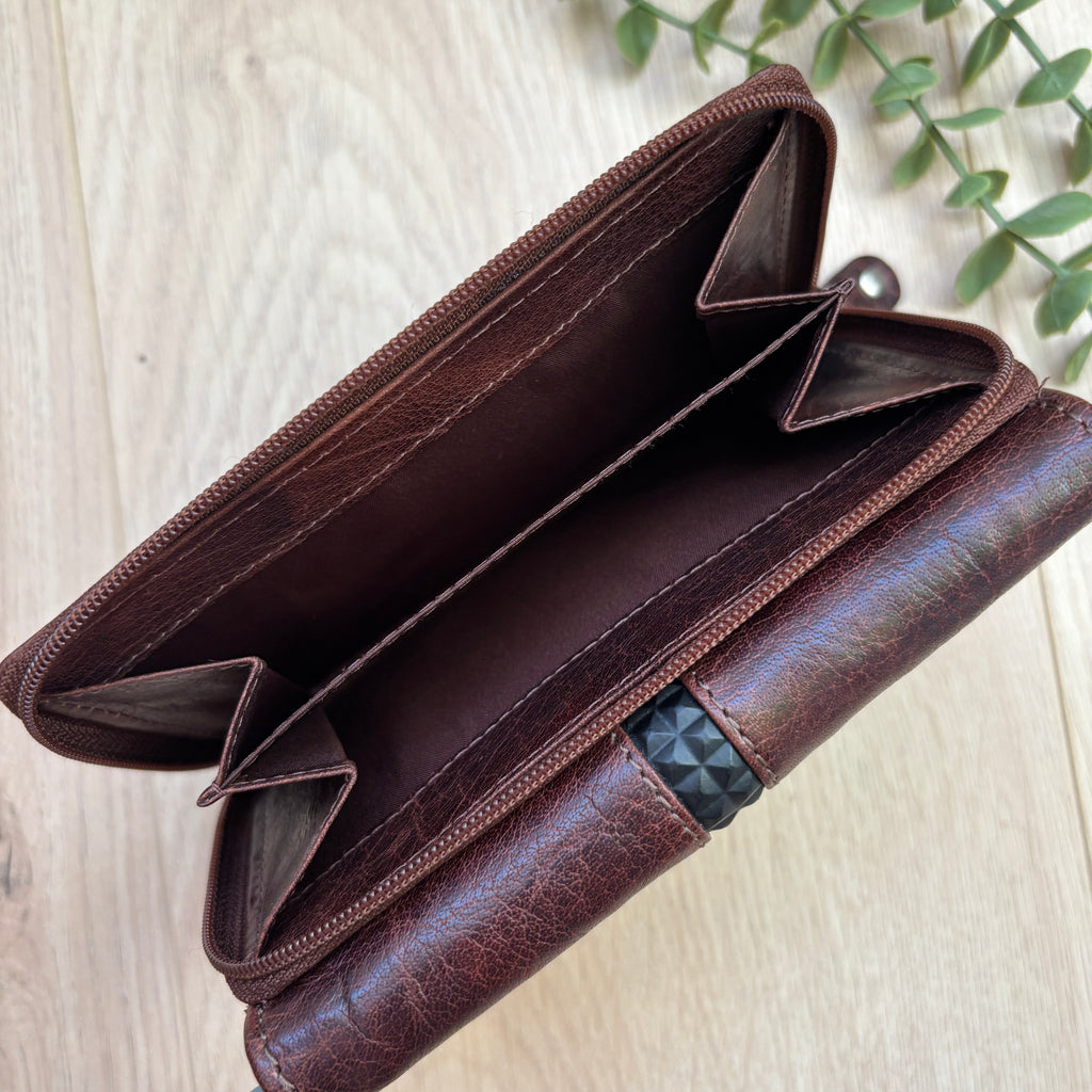 Rowallan Medium Brown Leather Purse - RFID Secure