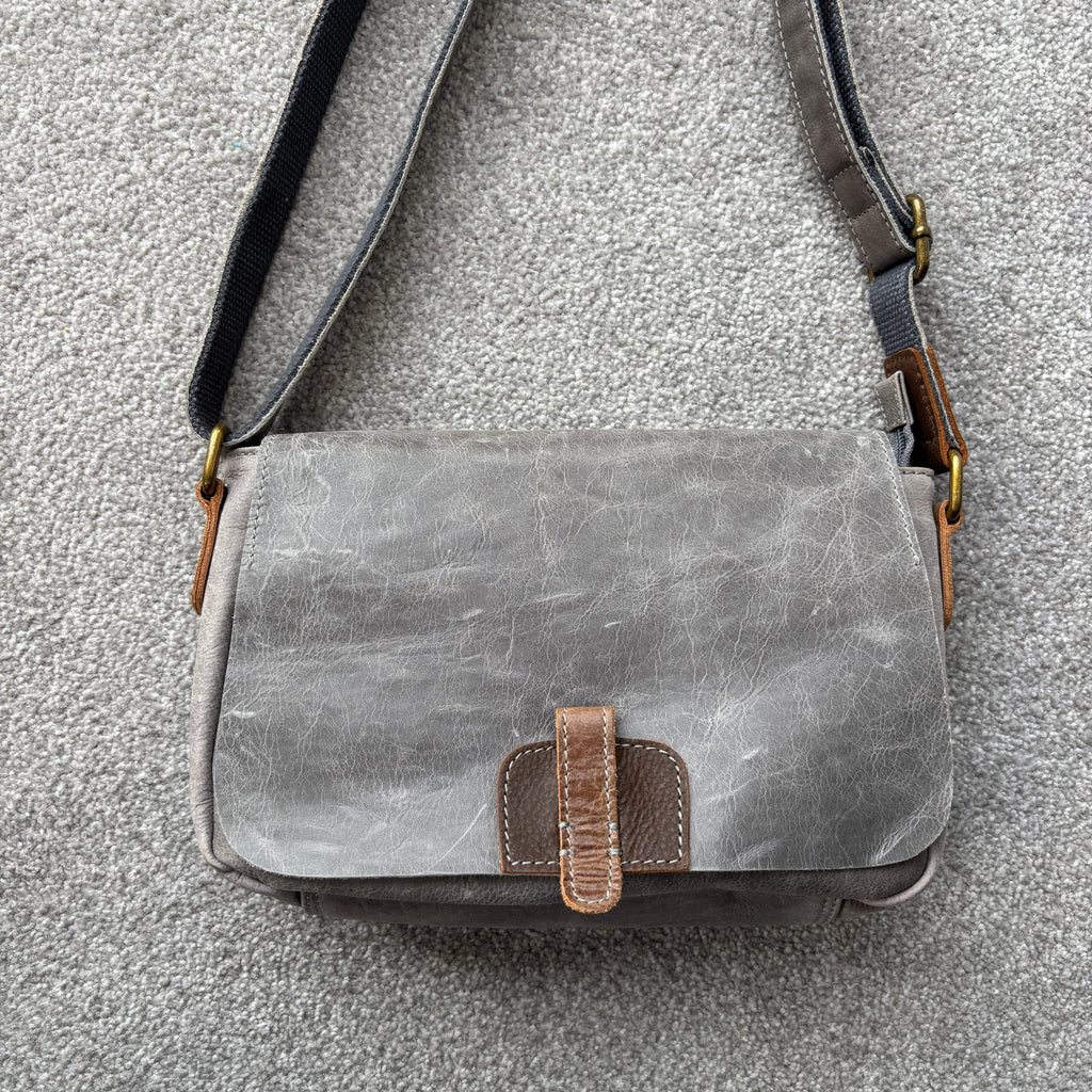 Rowallan Grey Leather Crossbody Handbag, Shoulder Bag