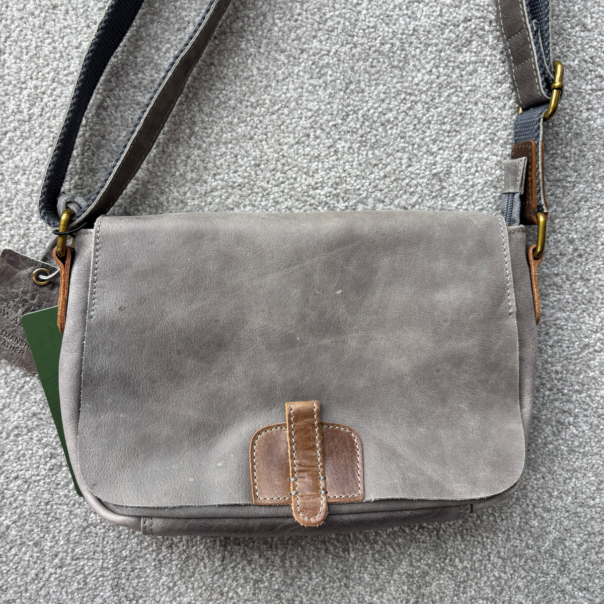 Rowallan Grey Leather Crossbody Handbag, Shoulder Bag