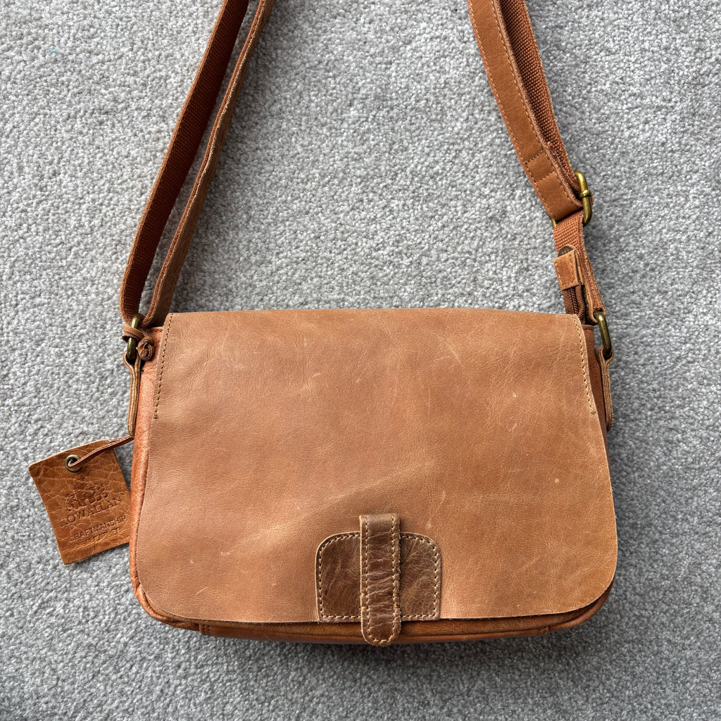 Rowallan Tan Leather Crossbody Handbag, Shoulder Bag