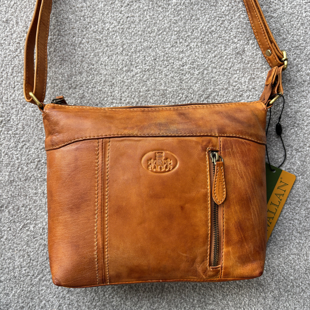Rowallan Tan Leather Shoulder Bag, Cross Body Bag