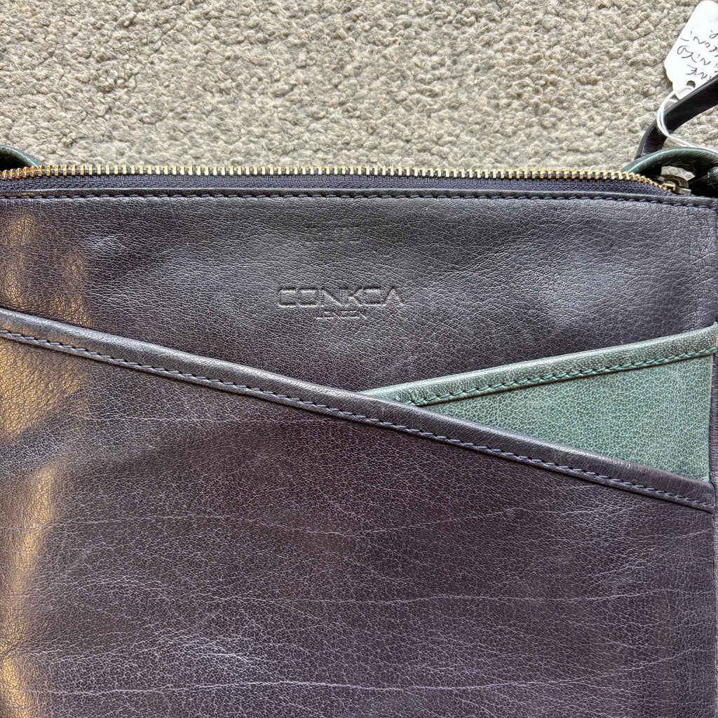 Navy & Blue Leather Shoulder Bag, Cross Body Bag