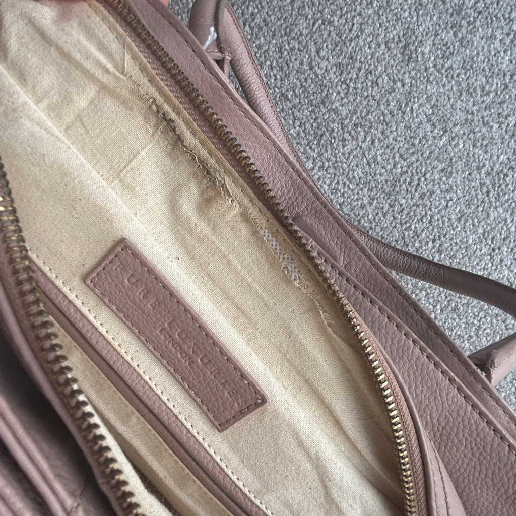 Pink Leather Handbag, Shoulder Bag, Tote Bag