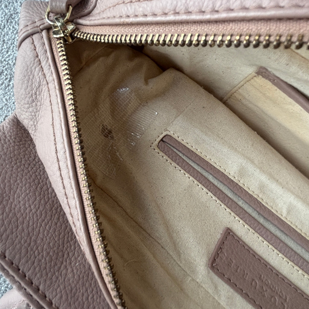 Pink Leather Handbag, Shoulder Bag, Tote Bag
