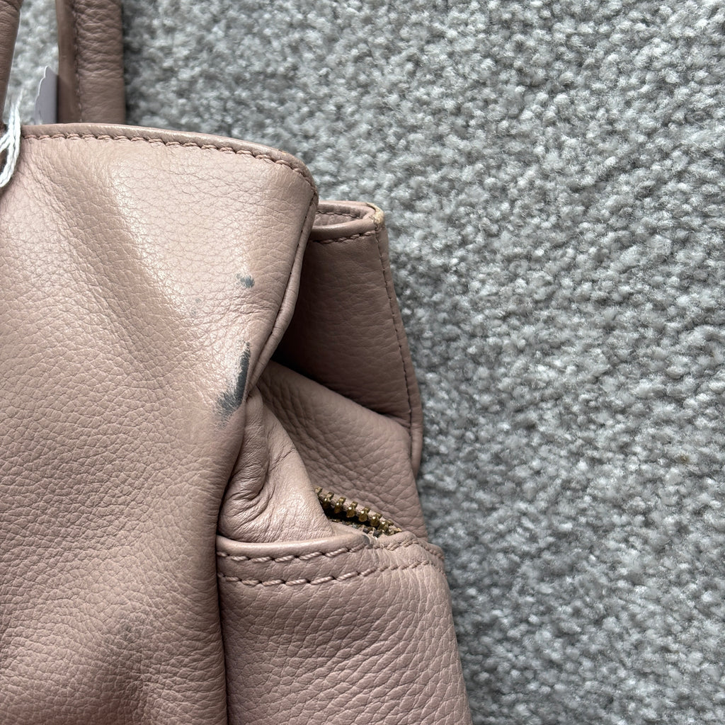Pink Leather Handbag, Shoulder Bag, Tote Bag