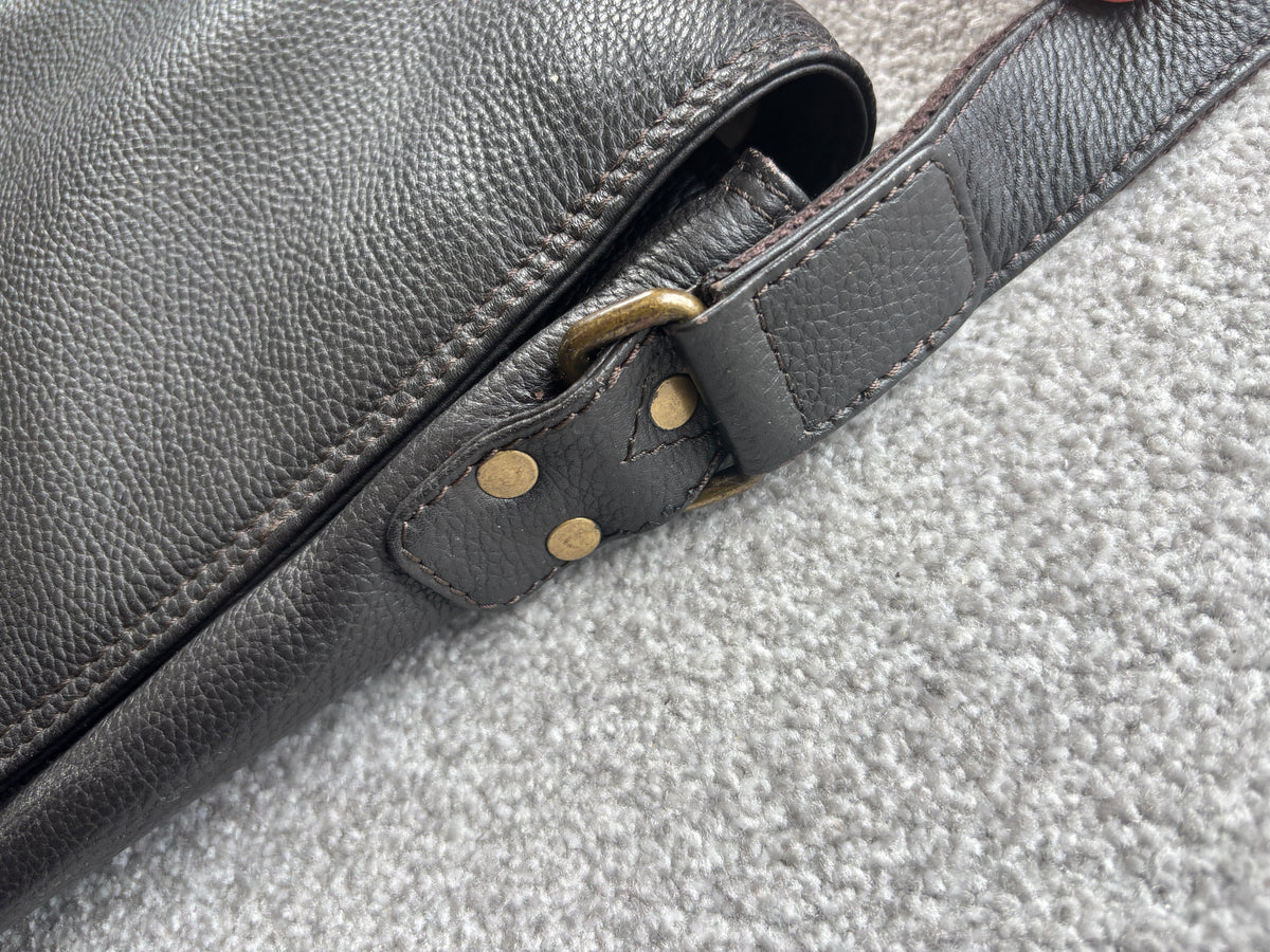 Dark Brown Leather Messenger Bag