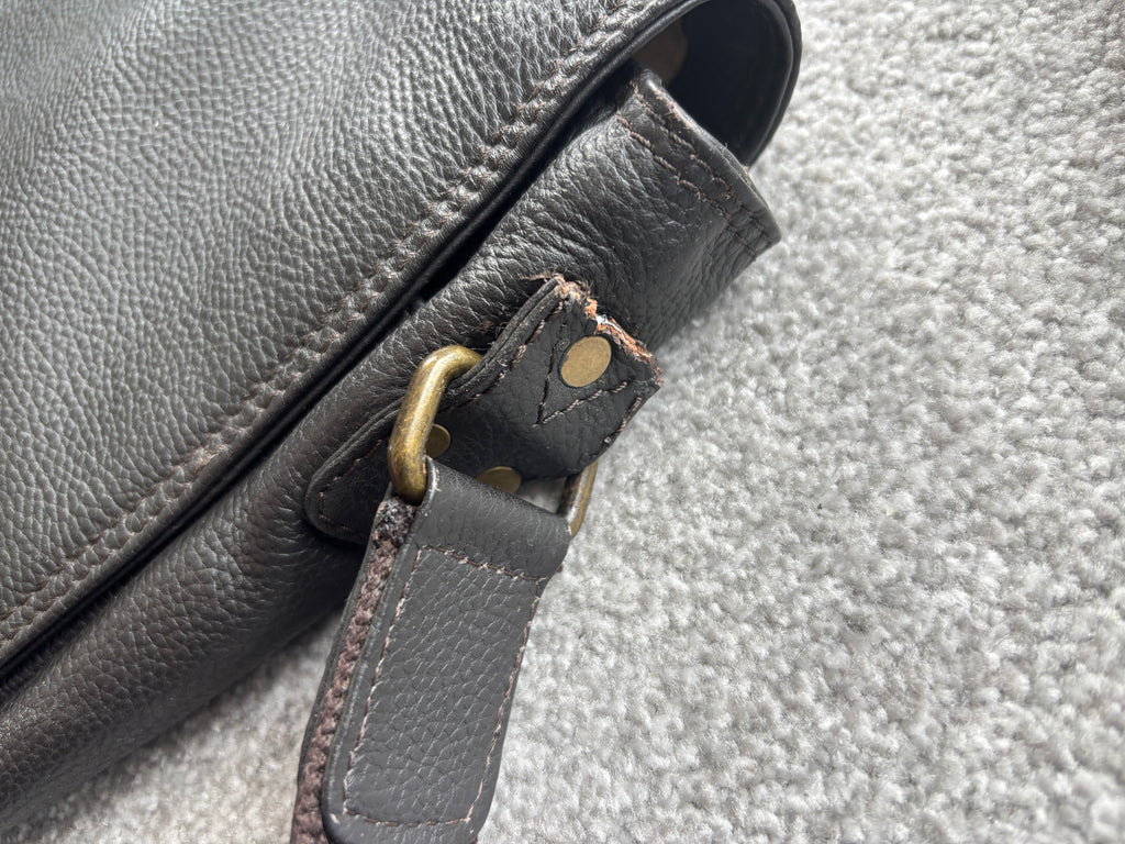 Dark Brown Leather Messenger Bag