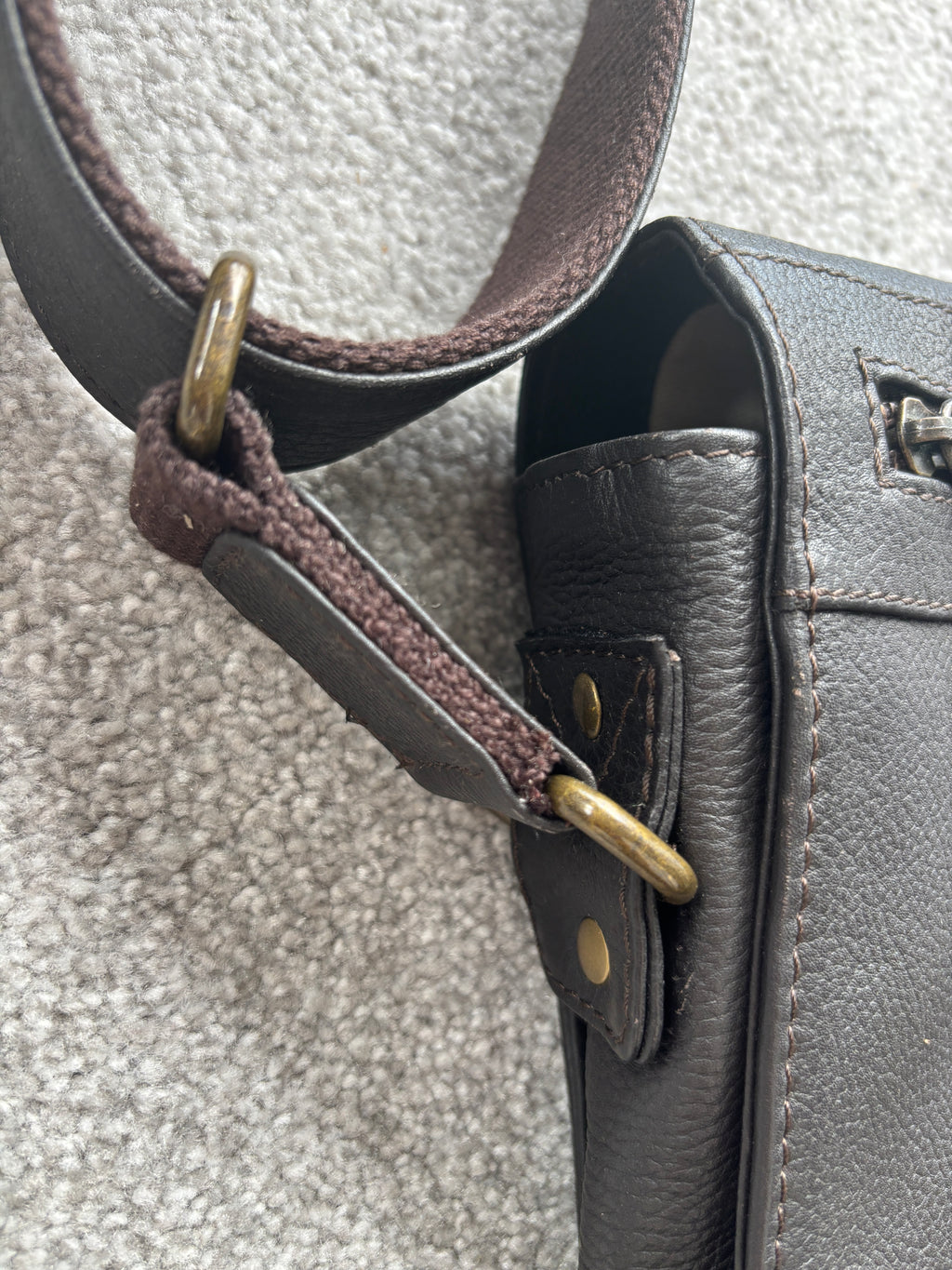 Dark Brown Leather Messenger Bag