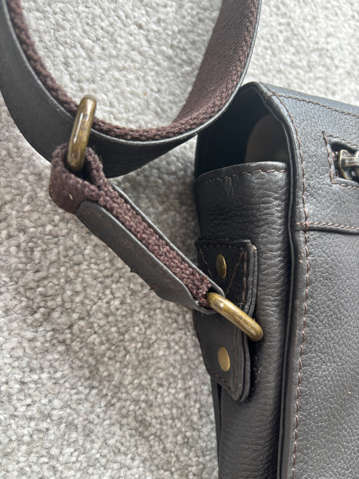 Dark Brown Leather Messenger Bag