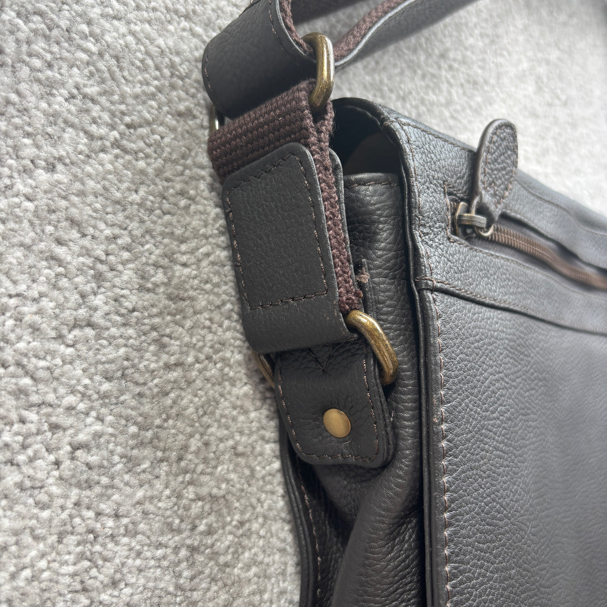 Dark Brown Leather Messenger Bag
