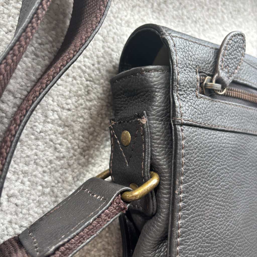 Dark Brown Leather Messenger Bag
