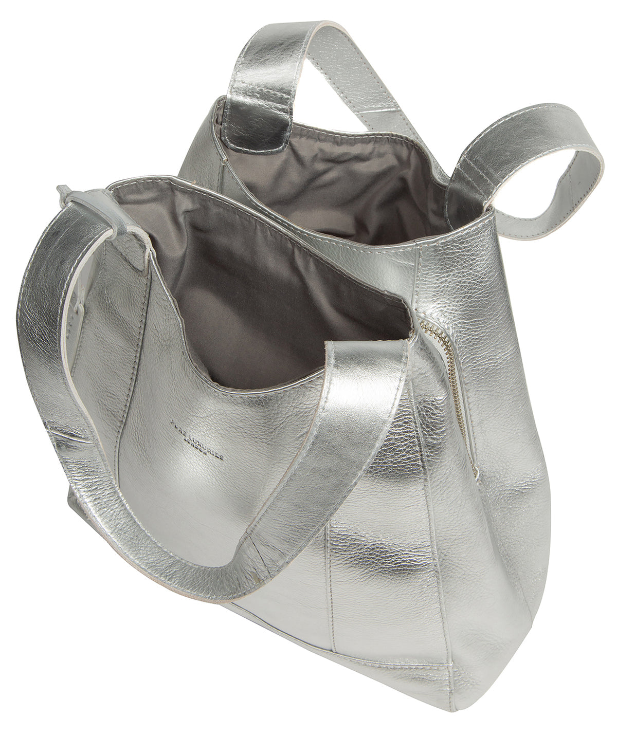 Silver Leather Handbag, Shoulder Bag