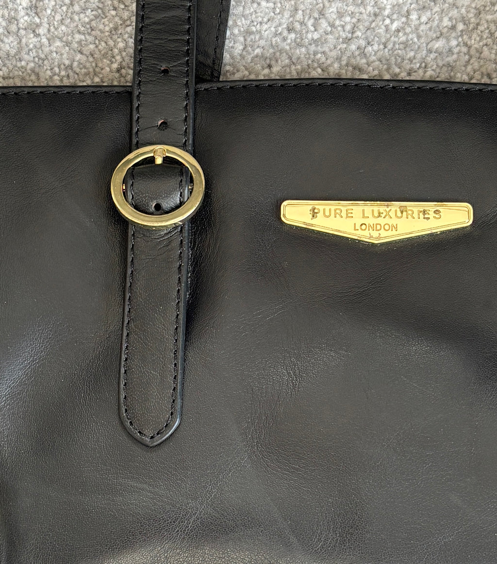 Large Black Leather Shoulder Bag, Leather Tote
