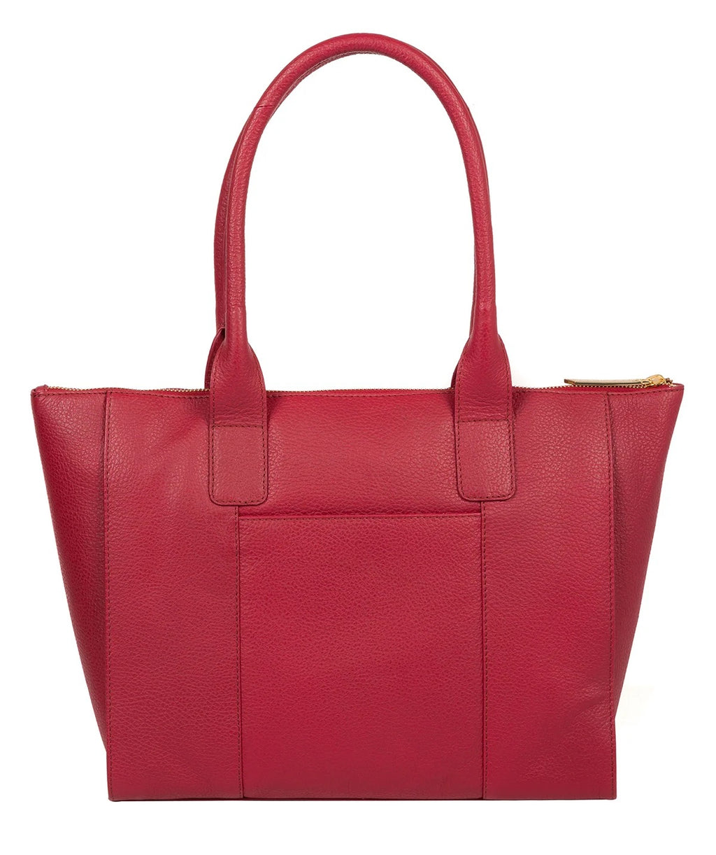 Large Red Leather Tote Bag