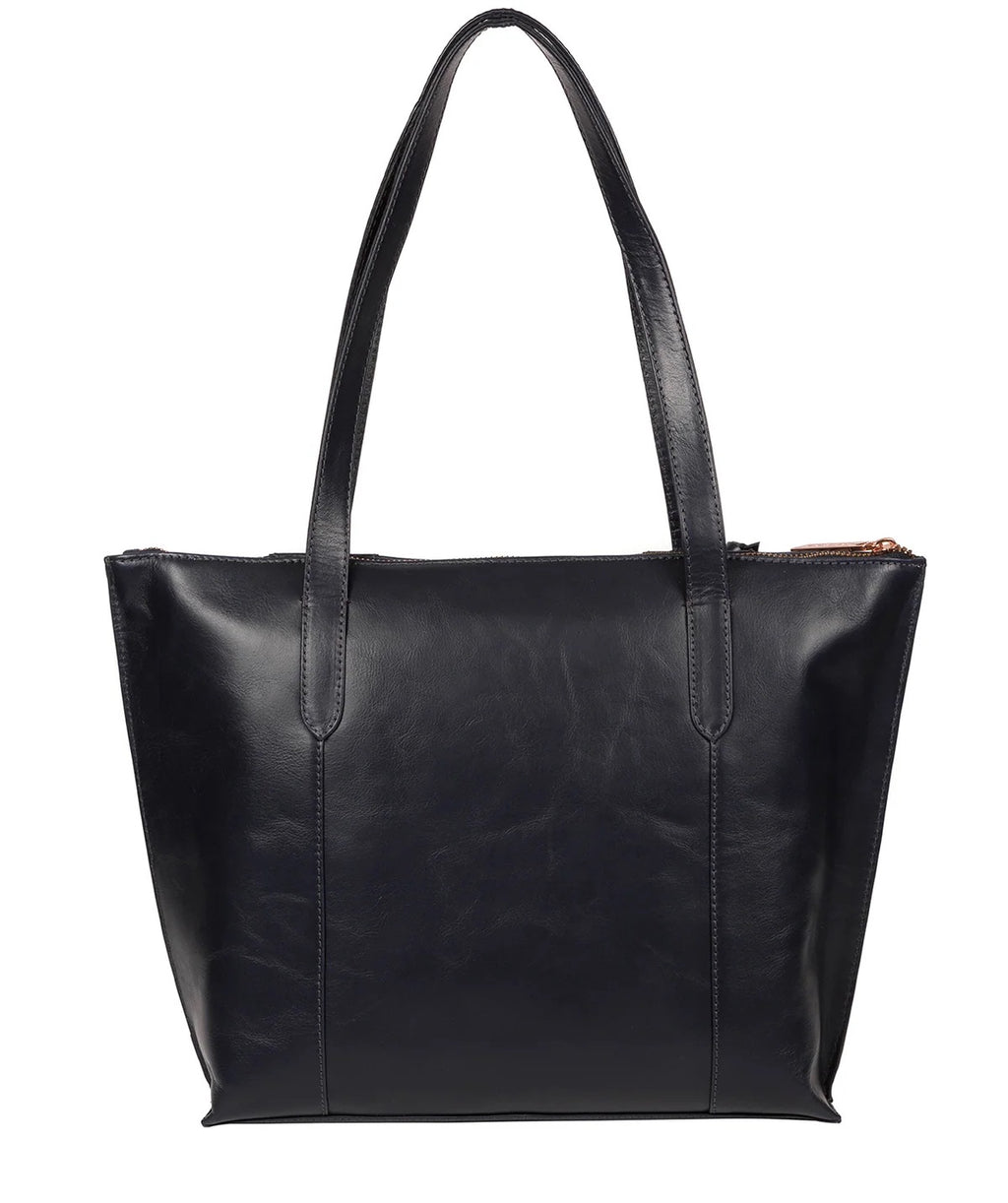 Navy Leather Handbag, Tote Bag