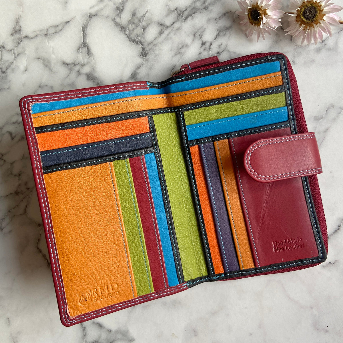 Rowallan Red Leather Purse - RFID Secure