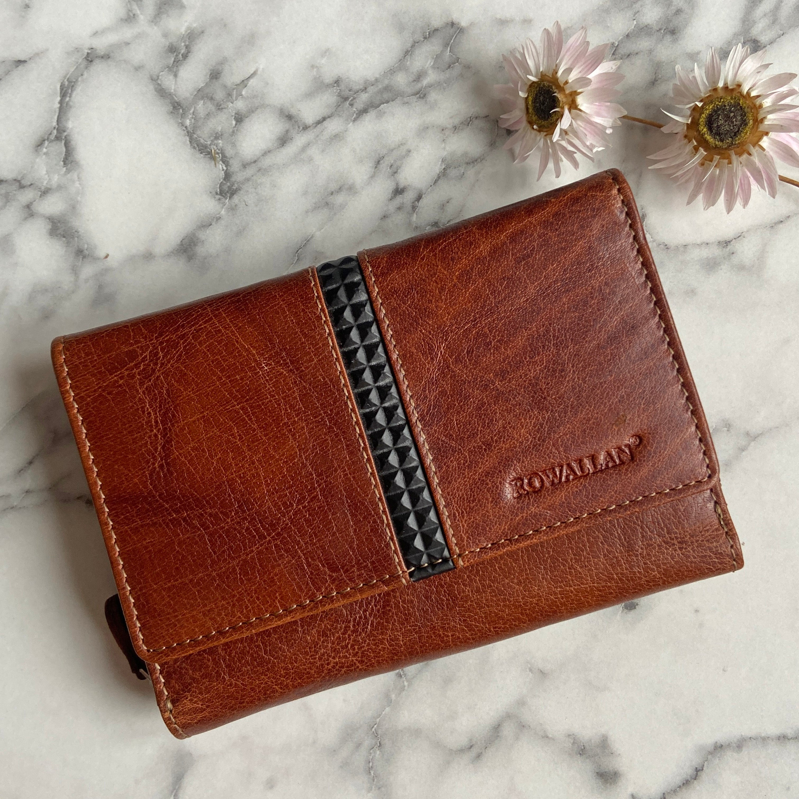 Rowallan Medium Cognac Leather Purse - RFID Secure