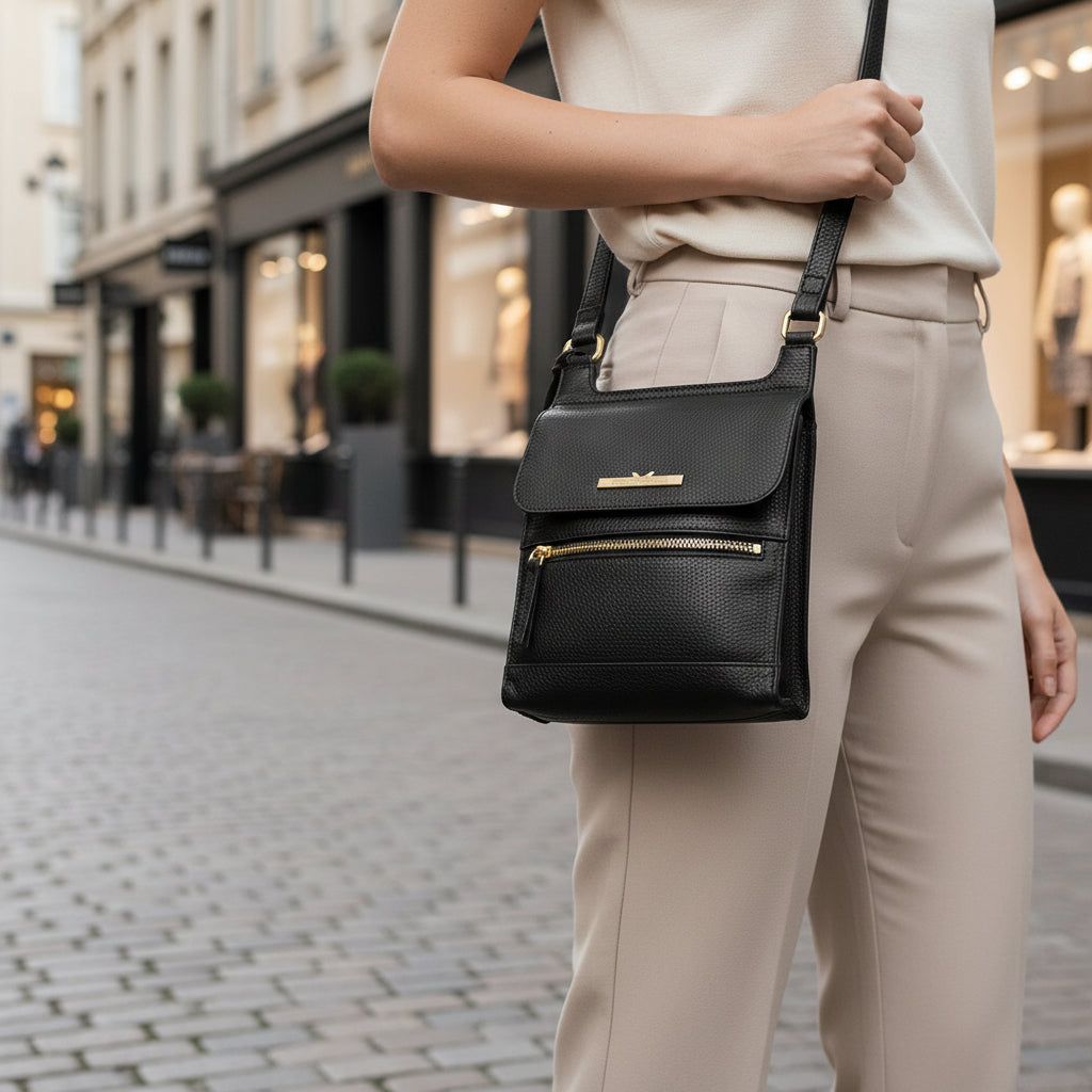 Black Leather Crossbody Bag