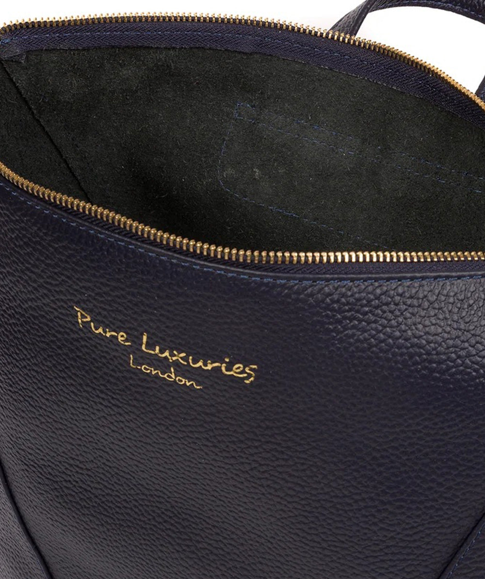 Navy Blue Leather Backpack