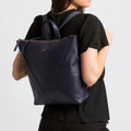 Navy Blue Leather Backpack