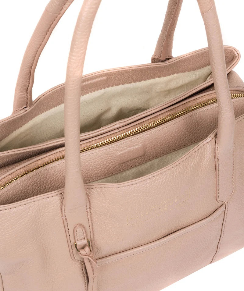 Pink Leather Handbag, Shoulder Bag, Tote Bag