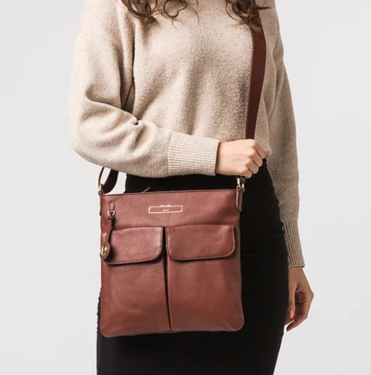 Large Brown Leather Cross Body, Shoulder Bag