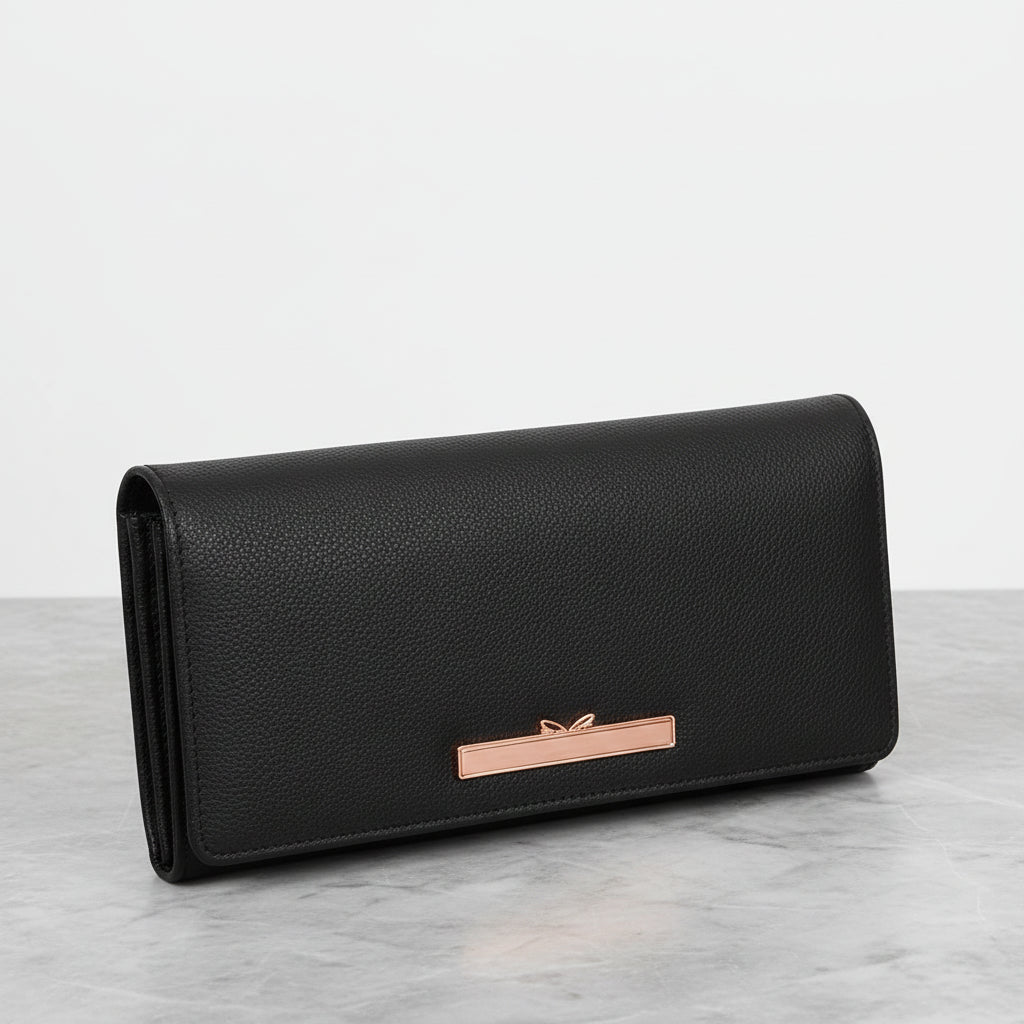 Large Black Leather Purse