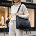 Rowallan Large Black Leather Shoulder Bag, Handbag