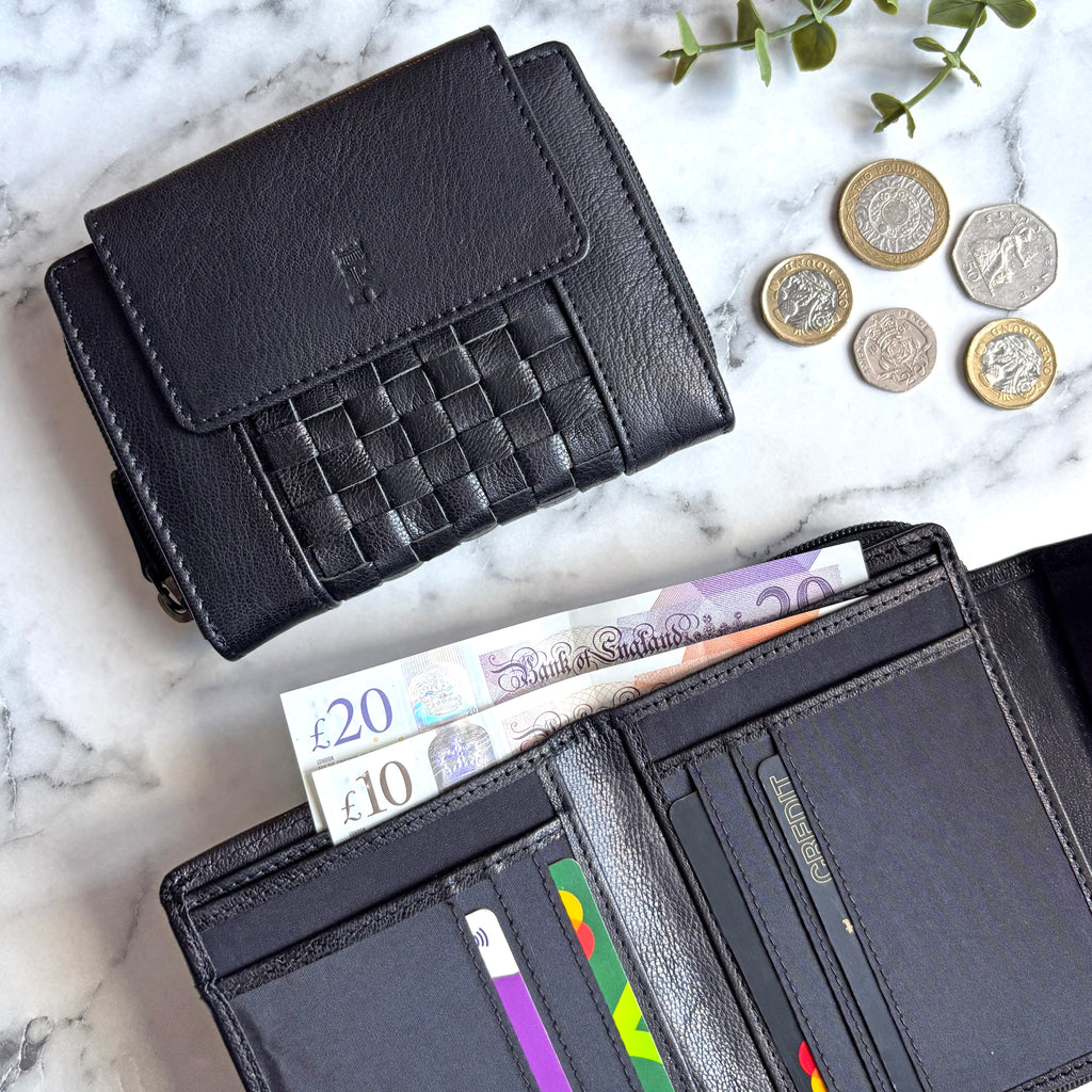 Rowallan Black Leather Purse