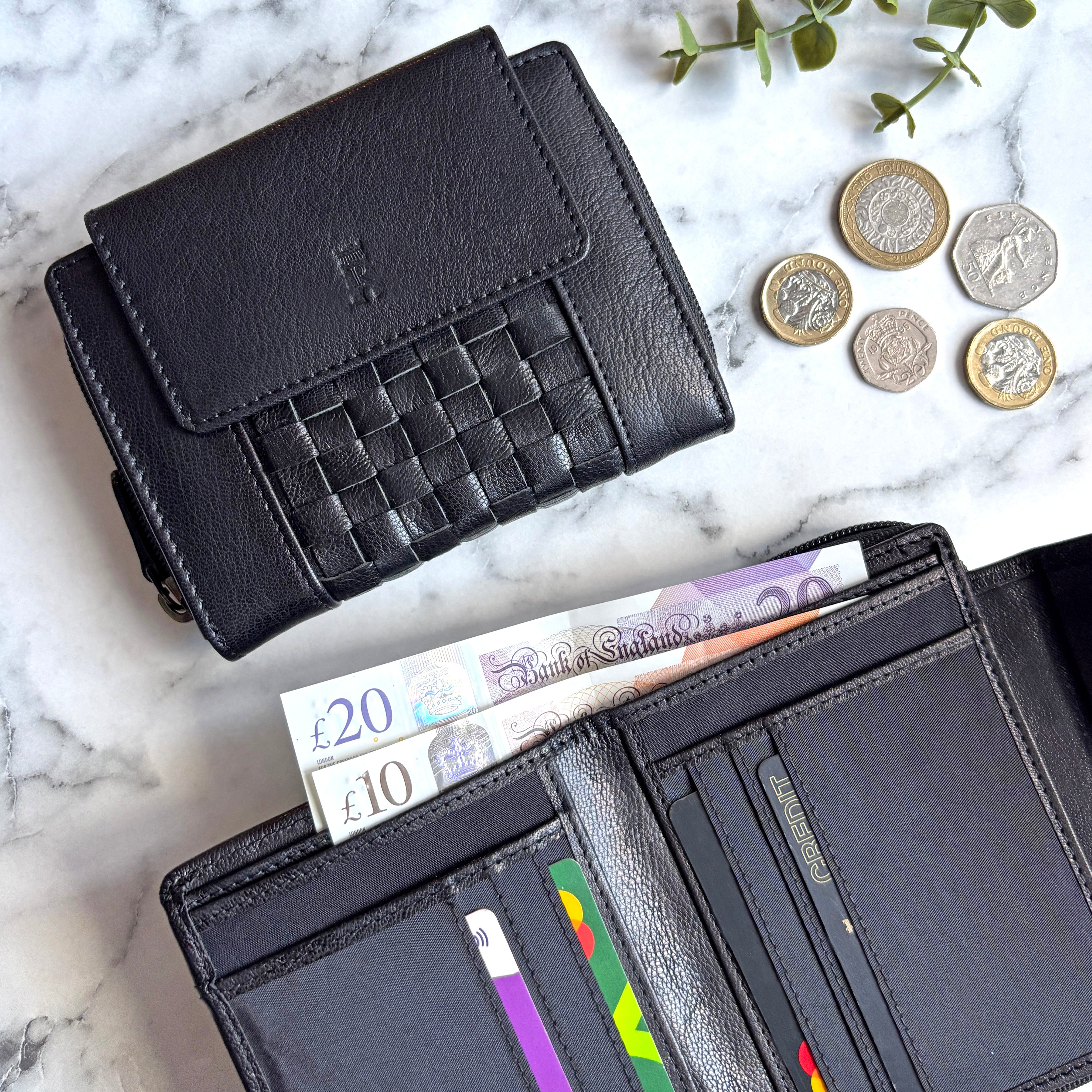 Rowallan Black Leather Purse