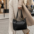Rowallan Black Leather Shoulder Bag, Shopper