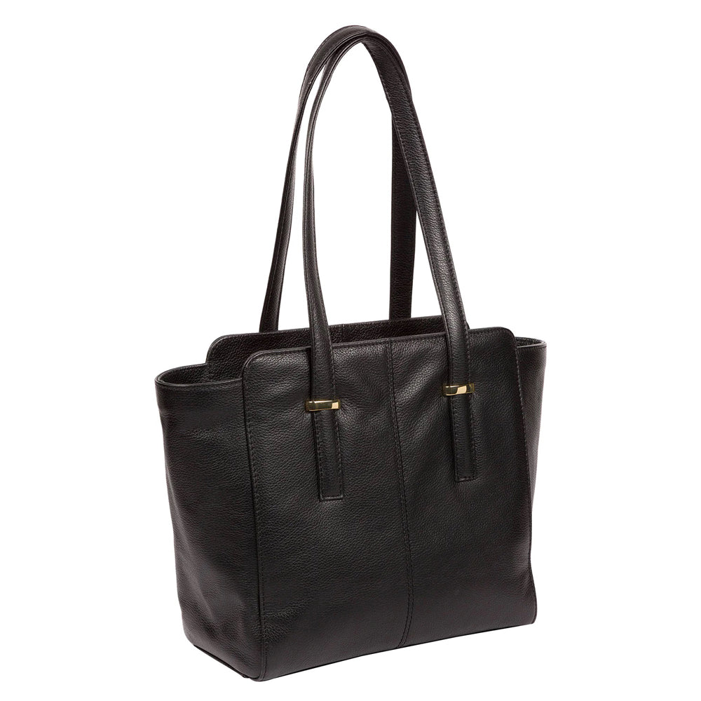 Black Leather Shoulder Bag, Tote Bag