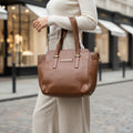 Large Tan Leather Shoulder Bag, Tote Bag