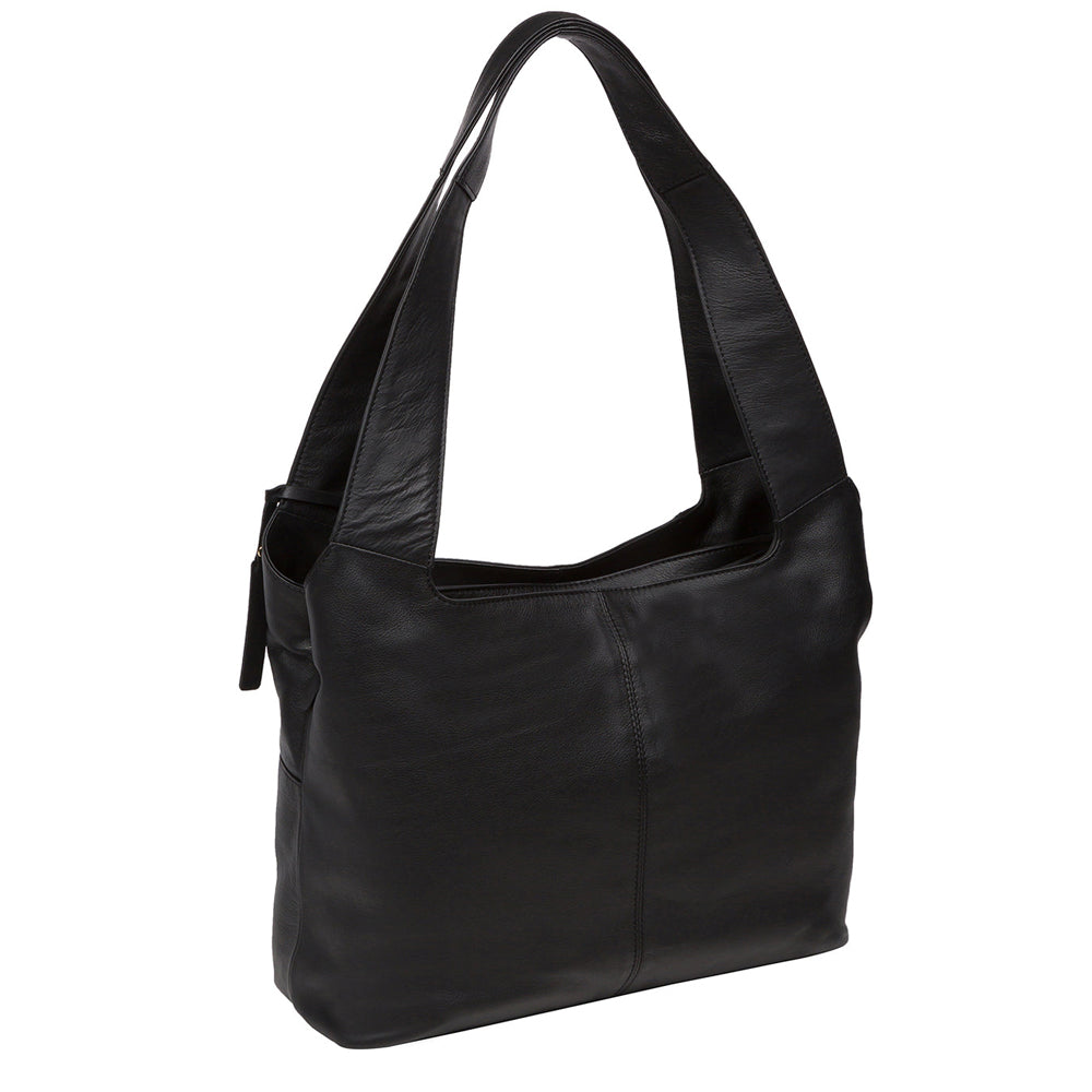 Large Black Leather Handbag, Shoulder Bag