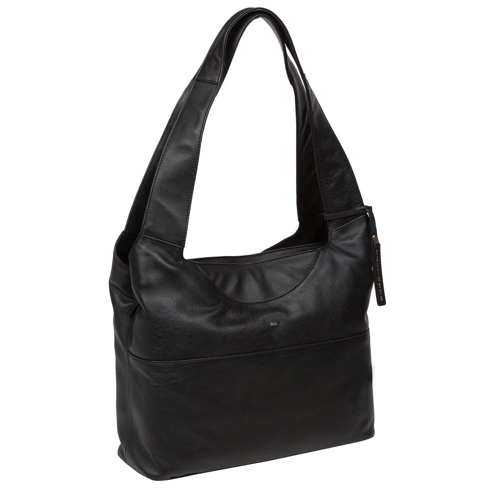 Large Black Leather Handbag, Shoulder Bag