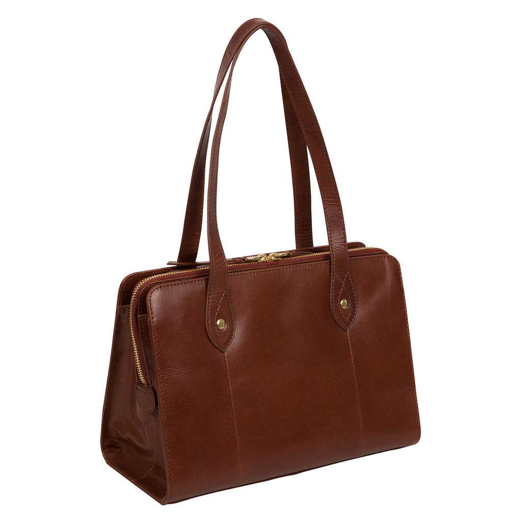 Tan Vegetable-Tanned Leather Handbag