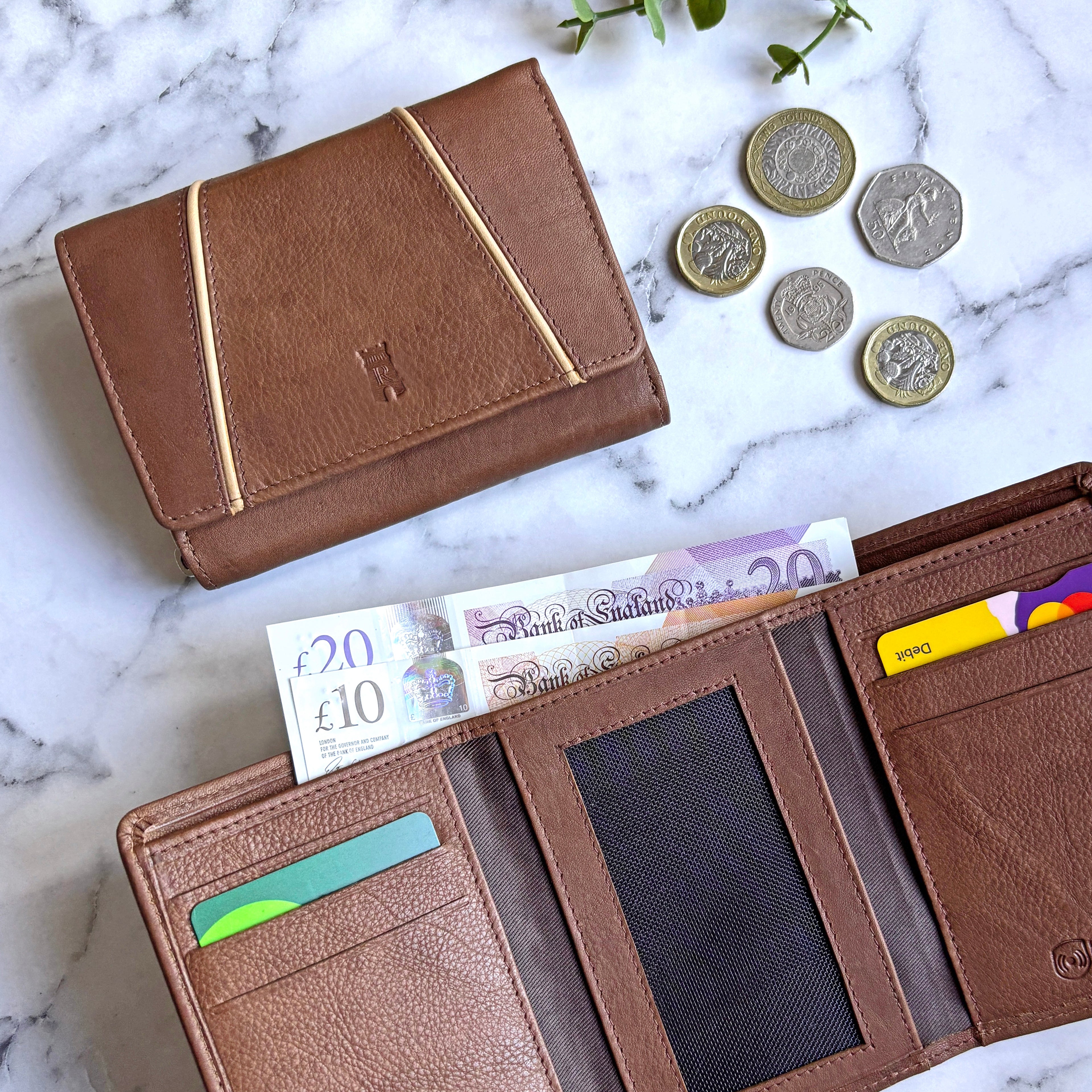 Rowallan Brown Leather Purse - RFID Secure
