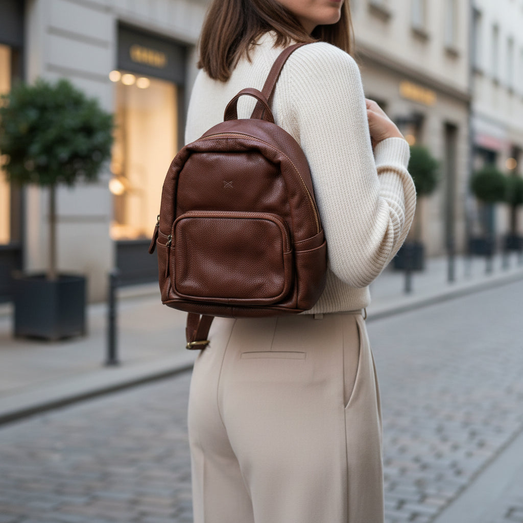 Brown Leather Backpack