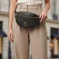 Metallic Dark Grey Leather Bum Bag