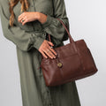 Chestnut Brown Leather Shoulder Bag, Tote Bag